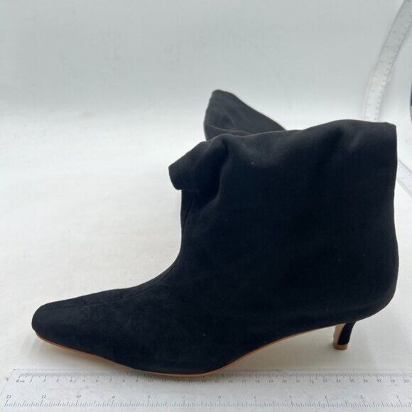 Black Women Stretchy Knee High Boots Closed Toe Kitten Heels Winter Long Boots - Picture 2 of 7